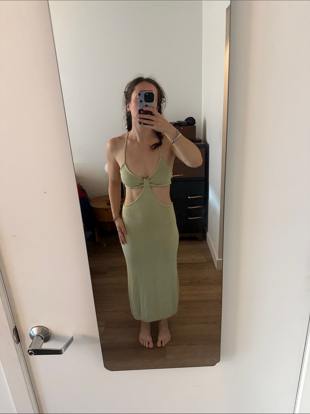 12th Tribe Light Green Cutout Midi Dress